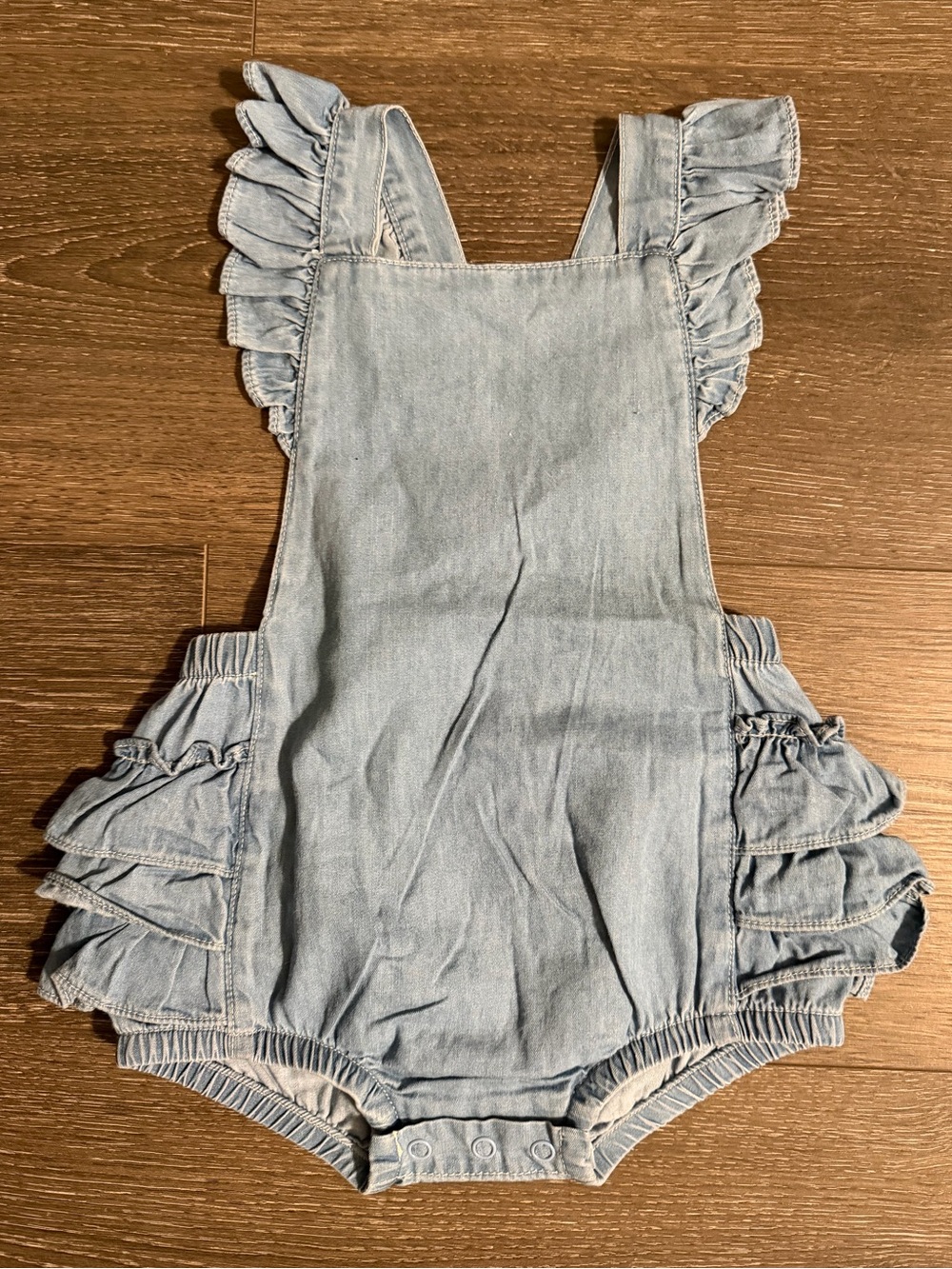 Ruffle Butts Light Blue Denim Ruffle Romper